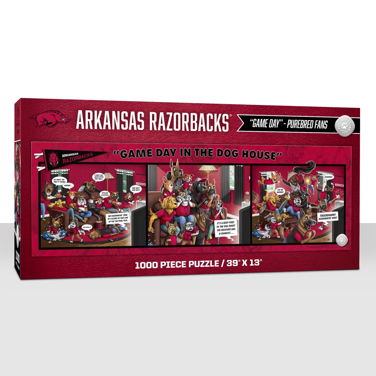 Picture of YouTheFan 2505190 13 x 39 in. NCAA Arkansas Razorbacks Game Day in the Dog House Puzzle&#44; 1000 Piece