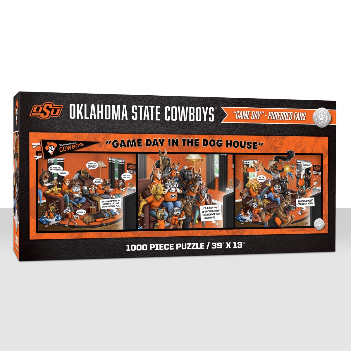 Picture of YouTheFan 2505510 13 x 39 in. NCAA Oklahoma State Cowboys Game Day in the Dog House Puzzle&#44; 1000 Piece