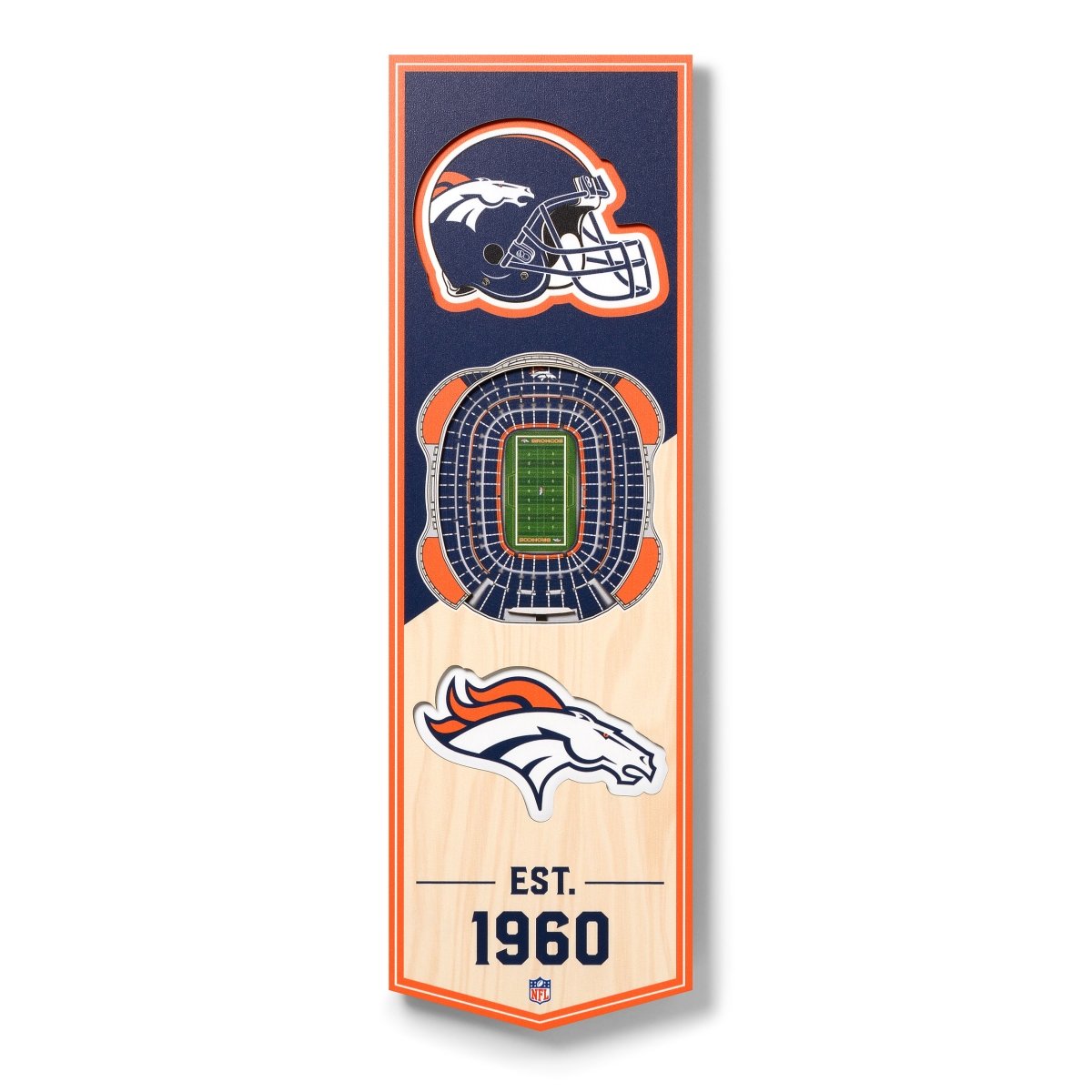 YouTheFan 954002 6 x 19 in. NFL Denver Broncos 3D Stadium Banner - Mile High Stadium
