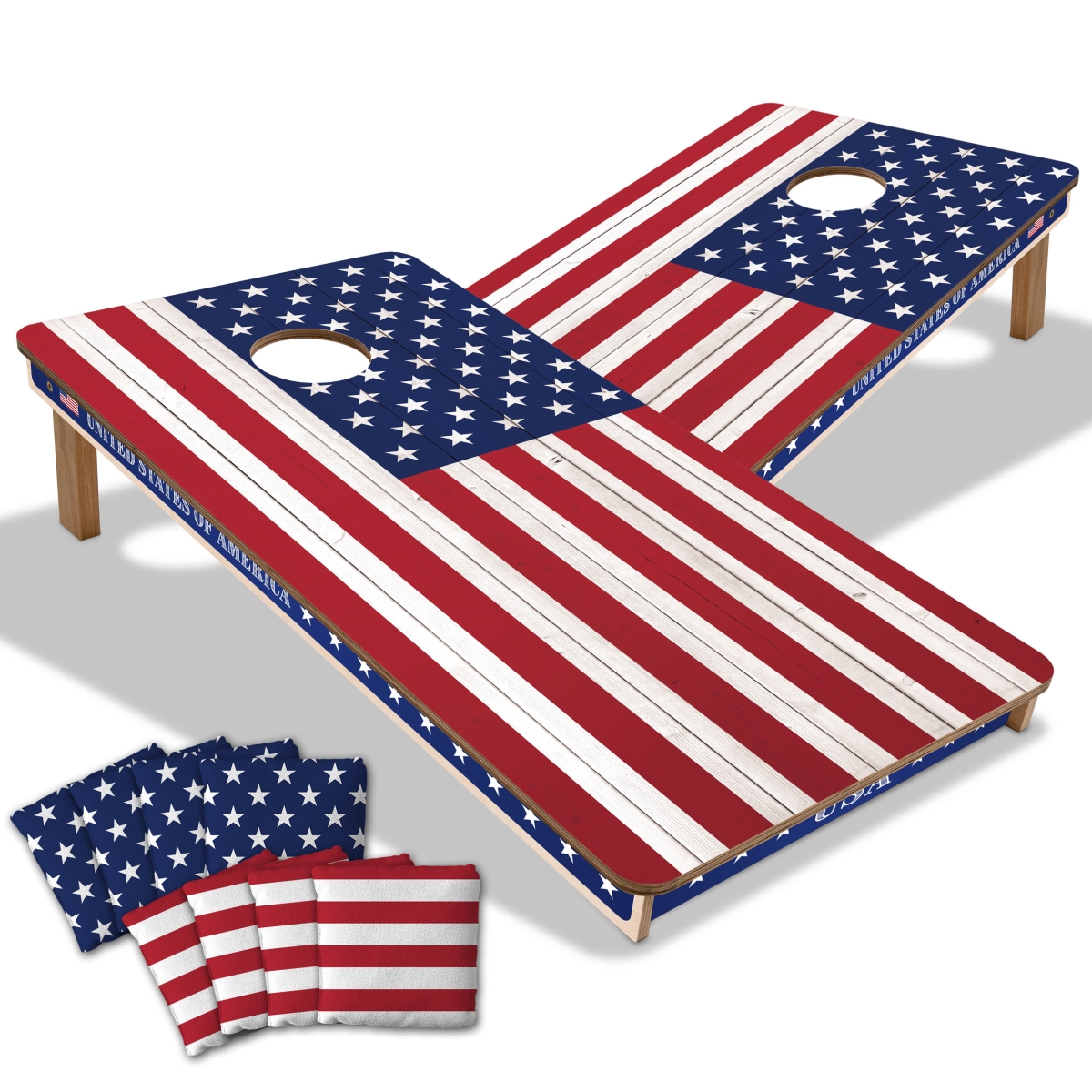 Picture of YouTheFan 4610121 2 x 4 ft. Stars International University & Stripes Cornhole Game