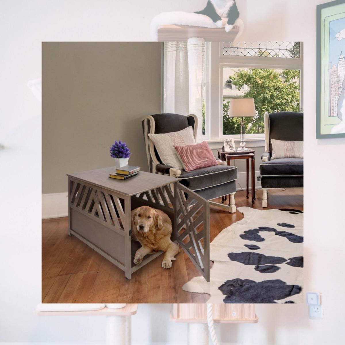 Picture of Casual Home 602-218 Modern Lattice Wooden Pet Crate End Table, Gray