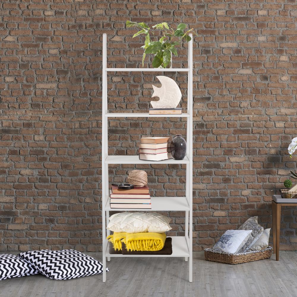 Picture of Casual Home 176-51 5-Shelf Ladder Bookcase, White
