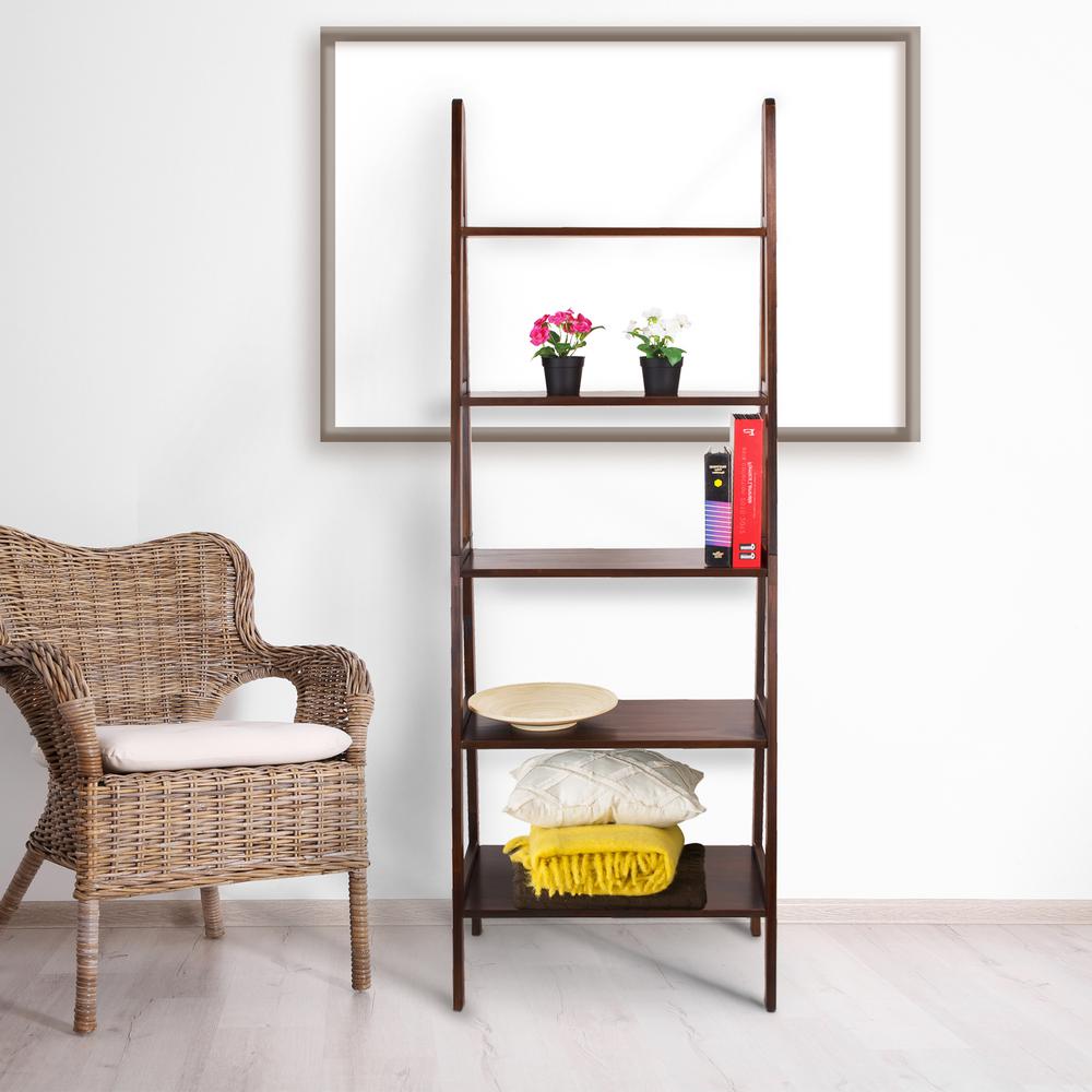 Picture of Casual Home 176-54 5-Shelf Ladder Bookcase, Warm Brown