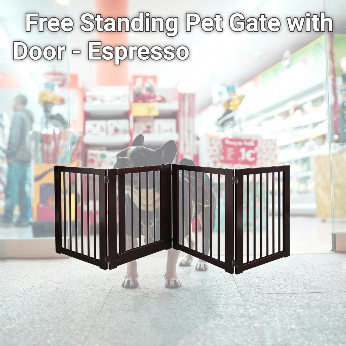 Picture of American Trails 600-54 Free Standing Pet Gate with Door - Espresso