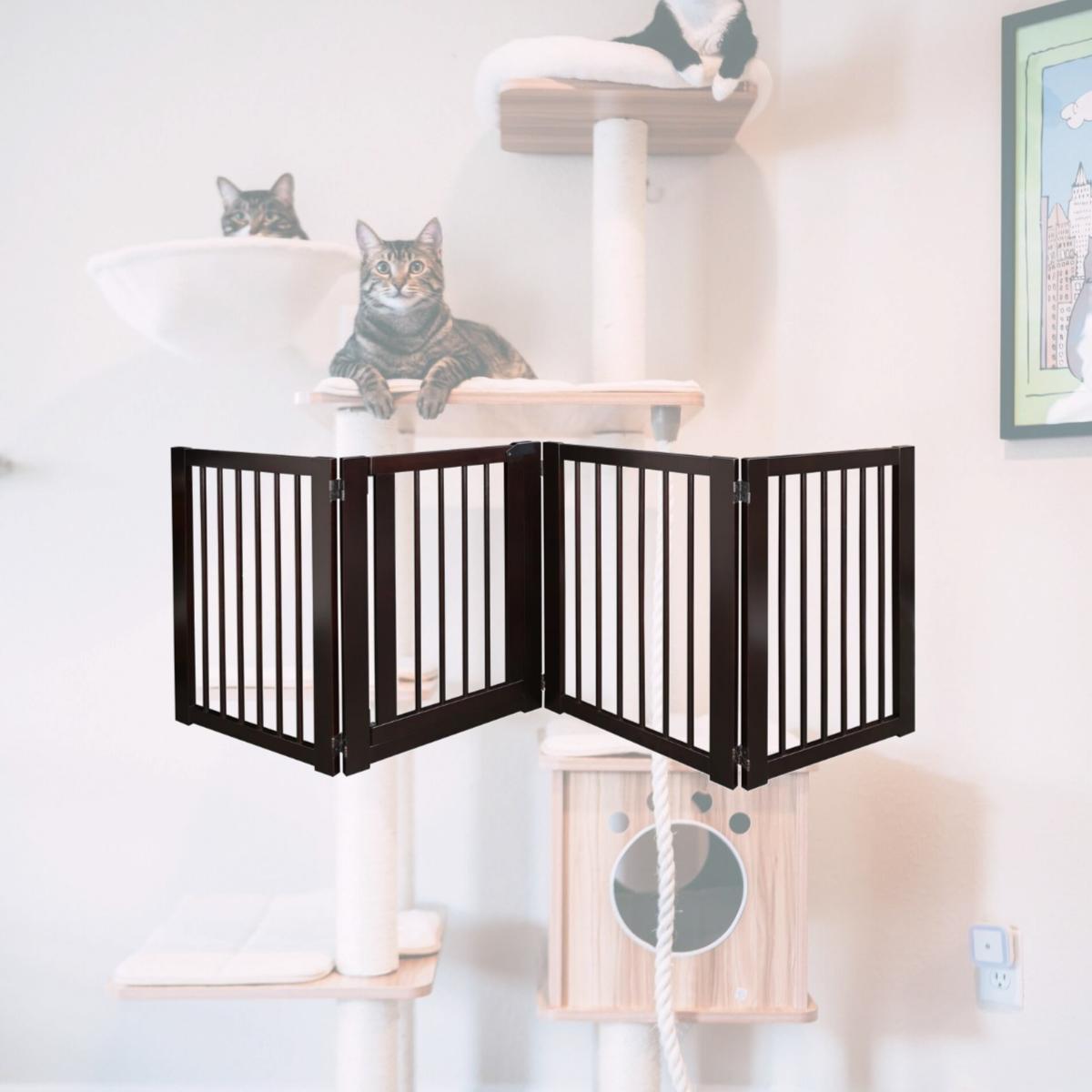 Picture of American Trails 600-54 Free Standing Pet Gate with Door - Espresso