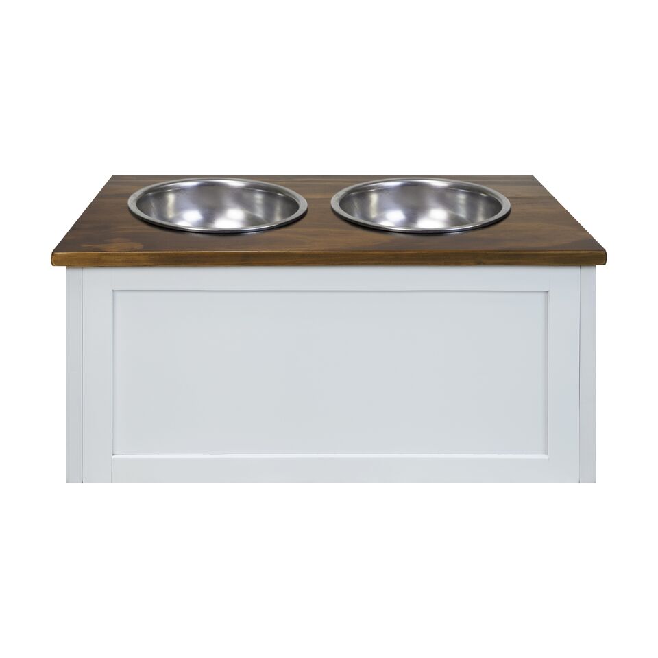 Picture of Casual Home 603-15 11 x 23 x 13 in. Pet Feeder Storage Stand&#44; Two-Tone Warm Brown & White