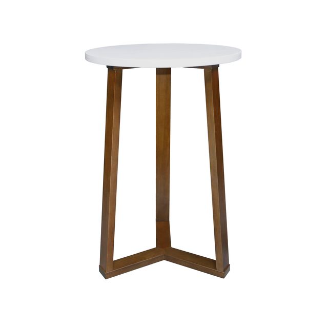 Picture of American Trails 604-537 Aesthetic Tripod Round Side Table with Solid American Hardwood Legs&#44; White & Walnut