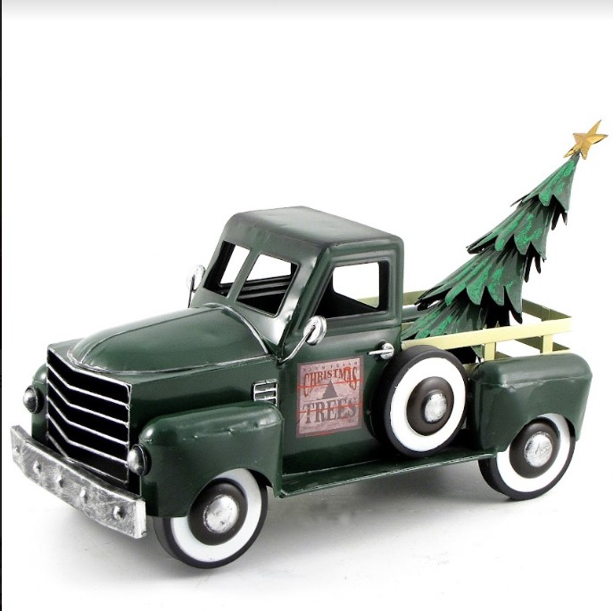 Picture of Zaer ZR150818-GR Small Green Truck with Christmas Tree