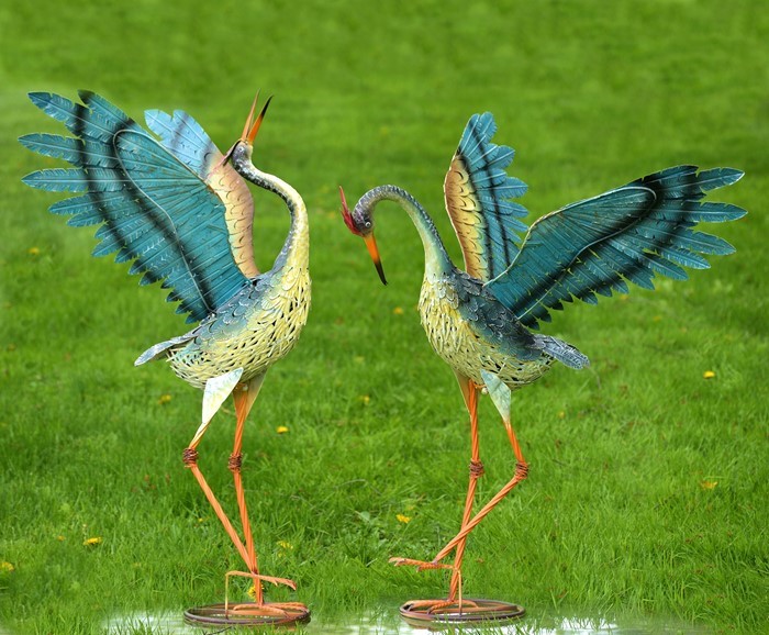 ZR160090 Dancing Crane Sculpture, Small - Set of 2