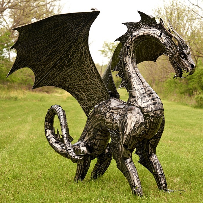 Large Metal Dragon Angry Ira Statue