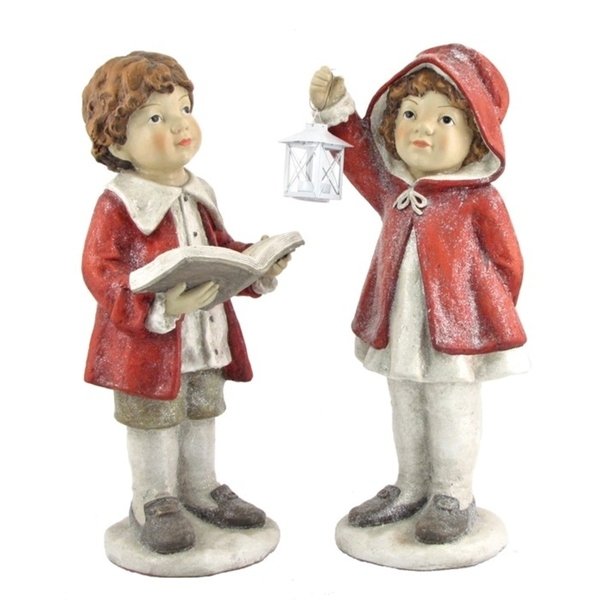 Picture of Zaer ZR117605 Nighttime Reading Christmas Tushkas in Red Cloaks with Book & Lantern&#44; Set of 2