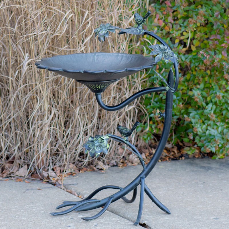 Picture of Zaer ZR198205-GV Galvanized Scallop Edge Bird Bath with Branch Legs