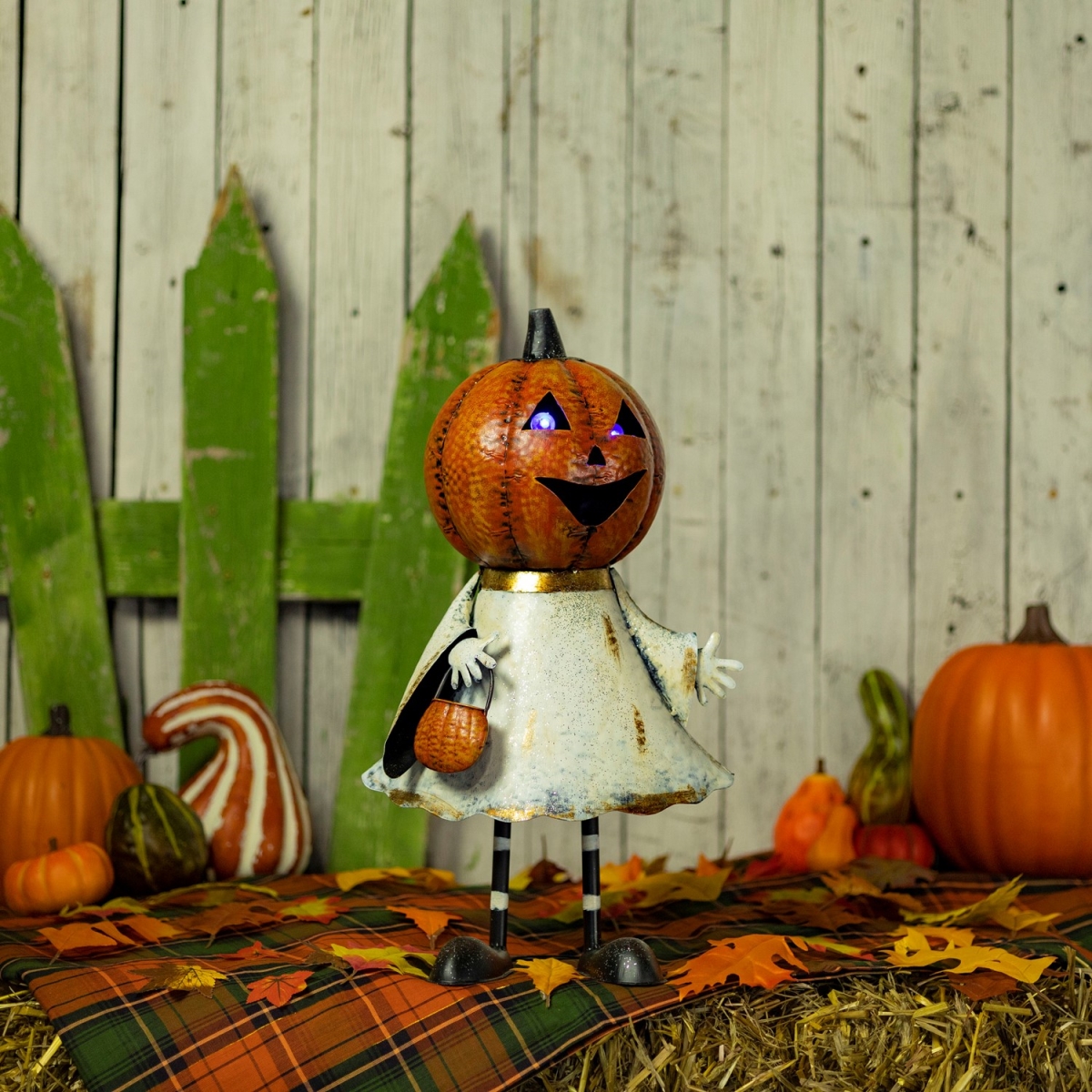 ZR195971 Alexie Jack-O-Lantern Ghost Halloween Figurine with LED Lights