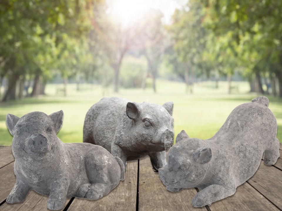 ZR139520 Magnesium Clover Piglet Statue, Small