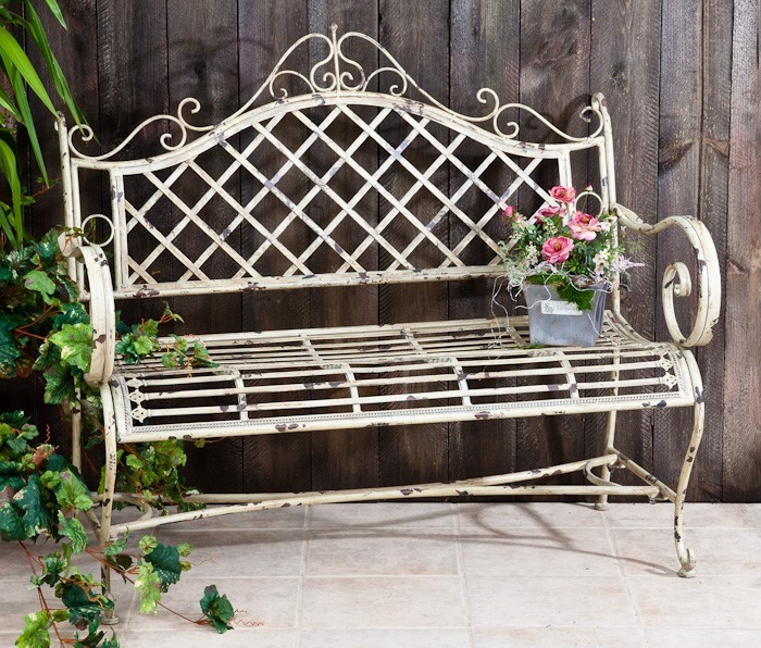 ZR090517-AW Victorian Folding Stephania Iron Garden Table, Antique White
