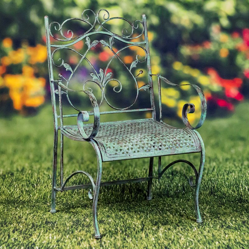 Picture of Zaer ZR180493-VG 21.8 x 18 in. Gaia Iron Garden Armchair&#44; Verdi Green