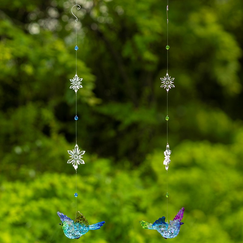 ZR908317 24 in. Five Tone Acrylic Blue Jay Ornaments with Snowflake, Multi Color - Set of 6