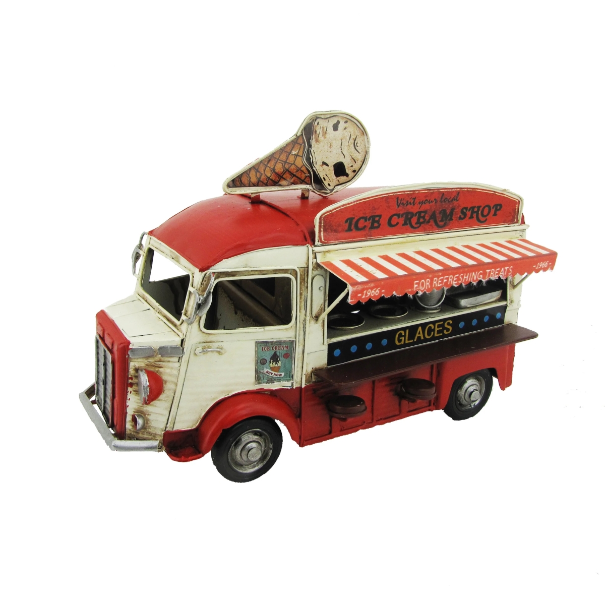 Picture of Zaer ZR107832-RD 11.4 x 6.3 x 8.3 in. Vintage Style Ice Cream Truck&#44; Red