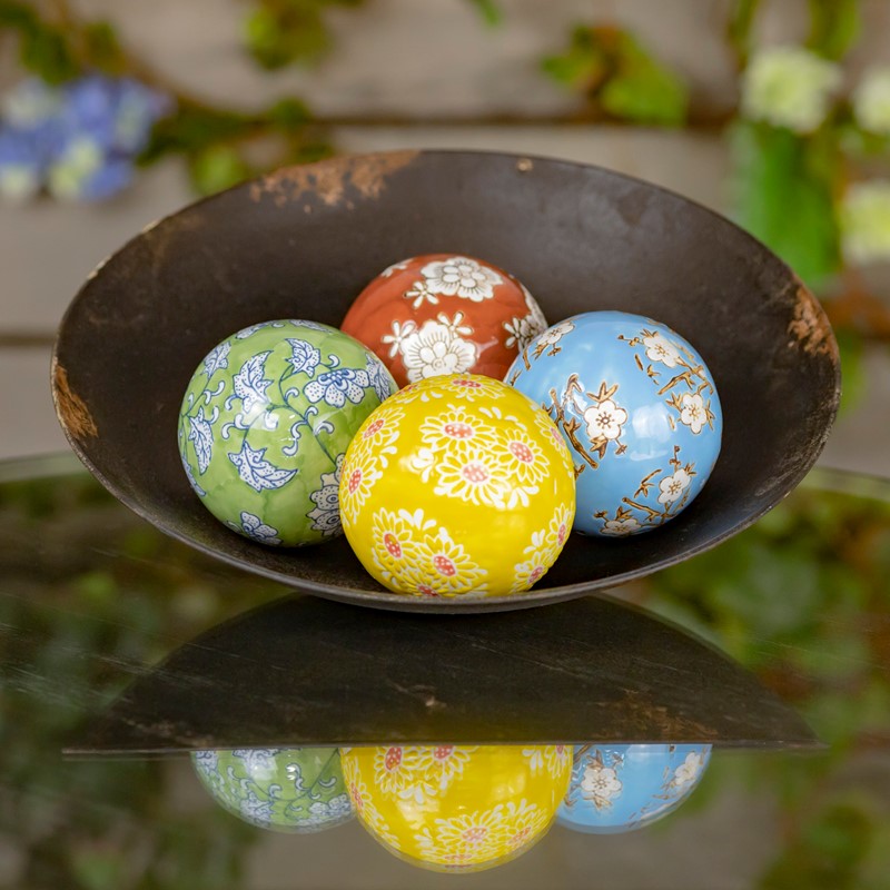 Picture of Zaer ZR088204 4 in. Assorted Etsumi Round Ceramic Sailor Balls&#44; Bright Colors - Set of 4