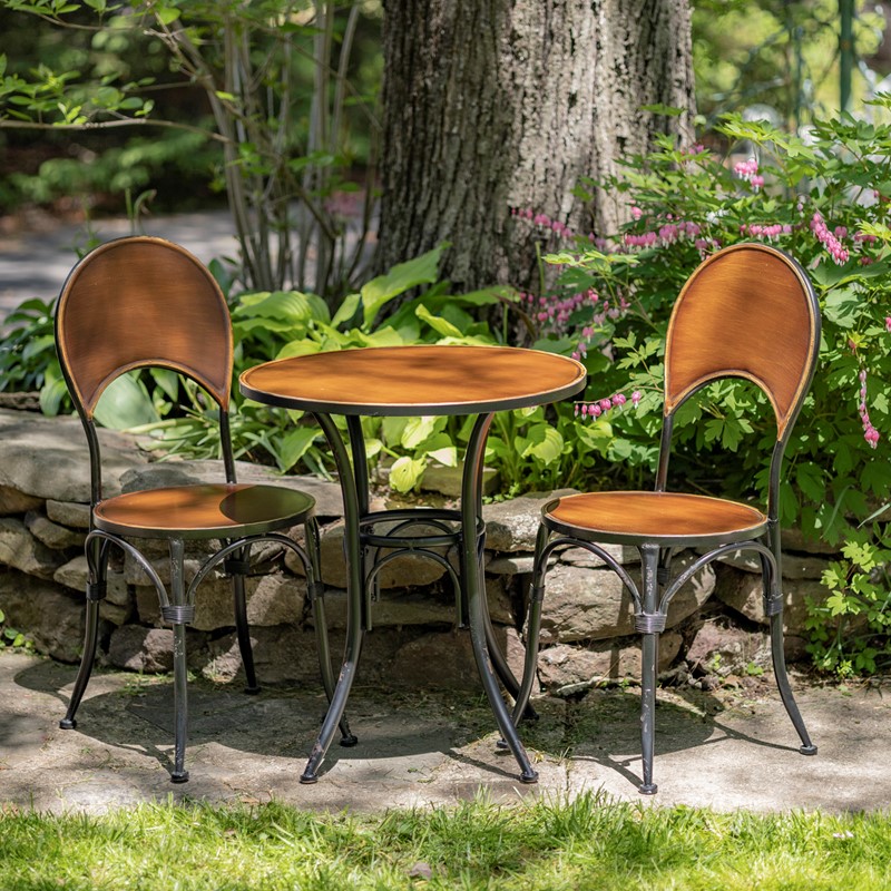 ZR134034-CPS Round Top Iron Bistro Set for 1968 Paris - Copper - Three Piece