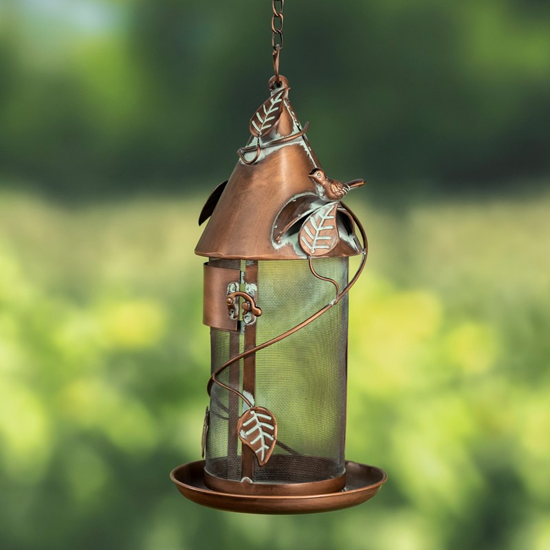 Picture of Zaer LS213031 Silo Hanging Iron Bird Feeder with Antique Copper
