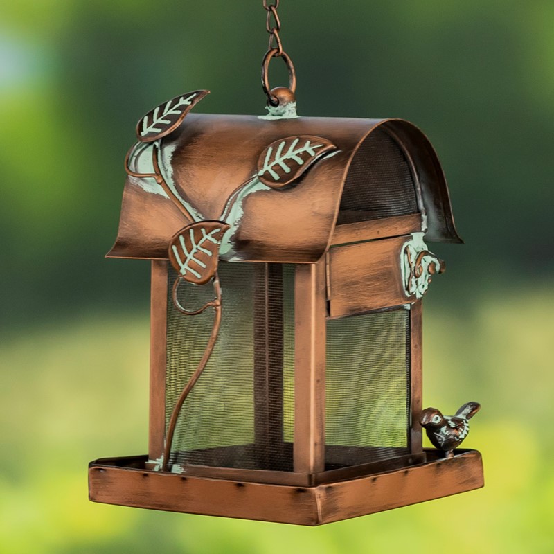 Picture of Zaer LS213032 Prairie Hanging Iron Bird Feeder with Antique Copper