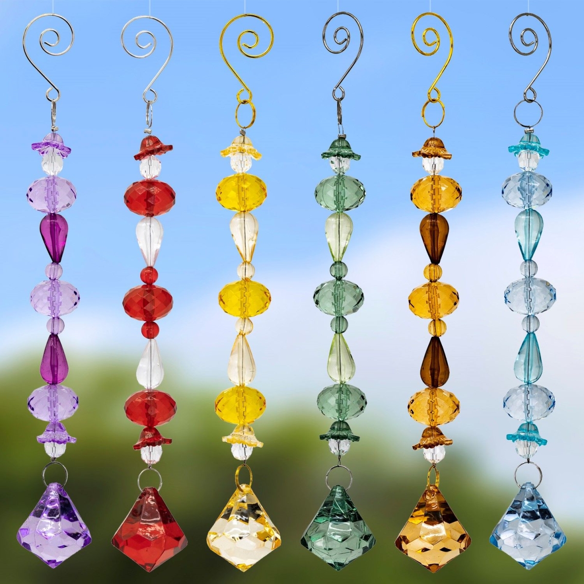 ZR600918-6-SET 9 in. Monochromatic Diamond Acrylic Decoration, Assorted Color - Set of 6