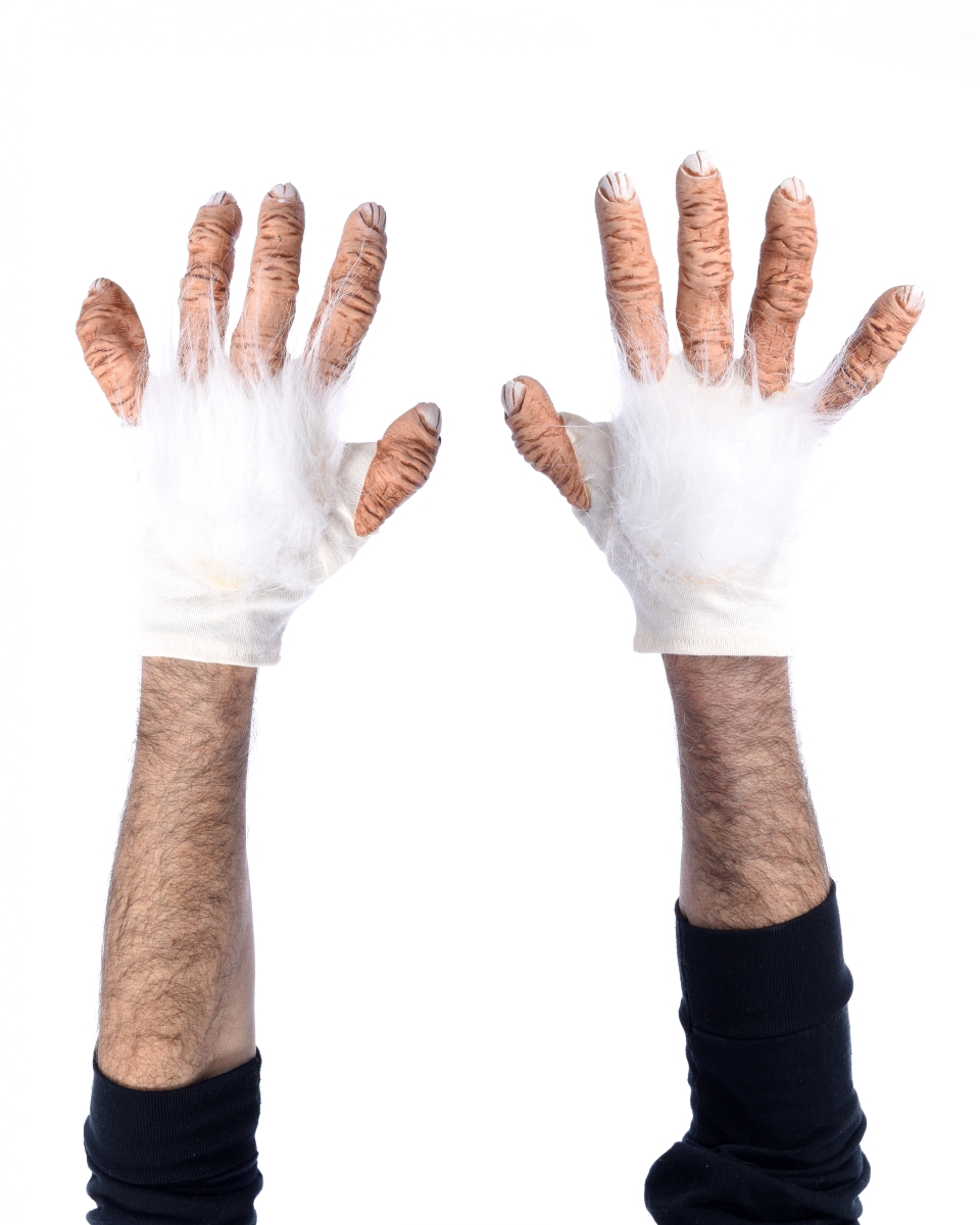 Picture of Zagone G1035 White Albino Gorilla Primate or Yeti Costume Latex Hand Gloves