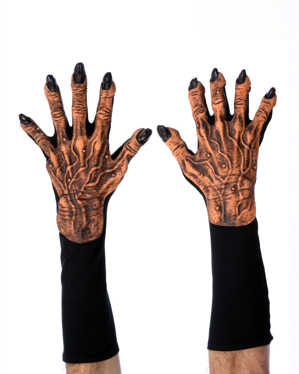 Picture of Zagone G1036 Rubber Fingers & Hair Trim Glued to Cotton & Spandex Blend New Short Pumpkin Gloves