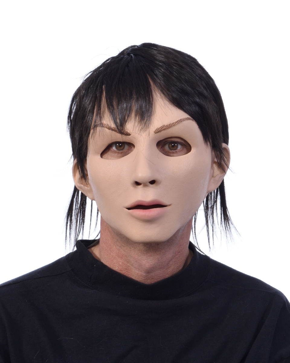 Picture of Zagone MK1009 Alex Gender Neutral Sculpt of a Manaquin Like Character Mask with Attached Black Wig