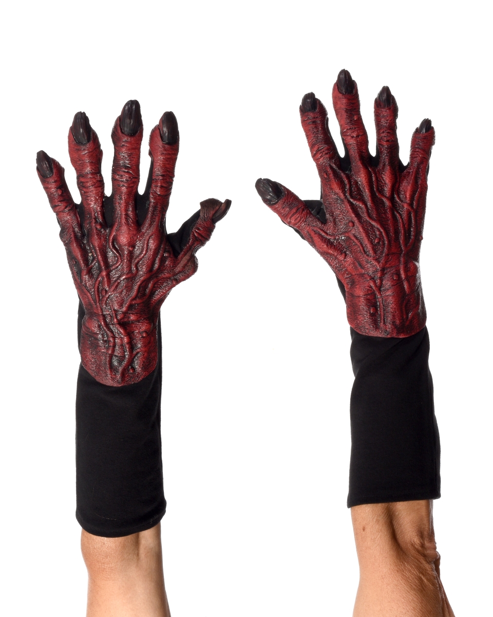 Picture of Zagone G1045 Rubber Red Hand Tops Glued to Cotton & Spandex Blend New Short Red Devil Monster Gloves