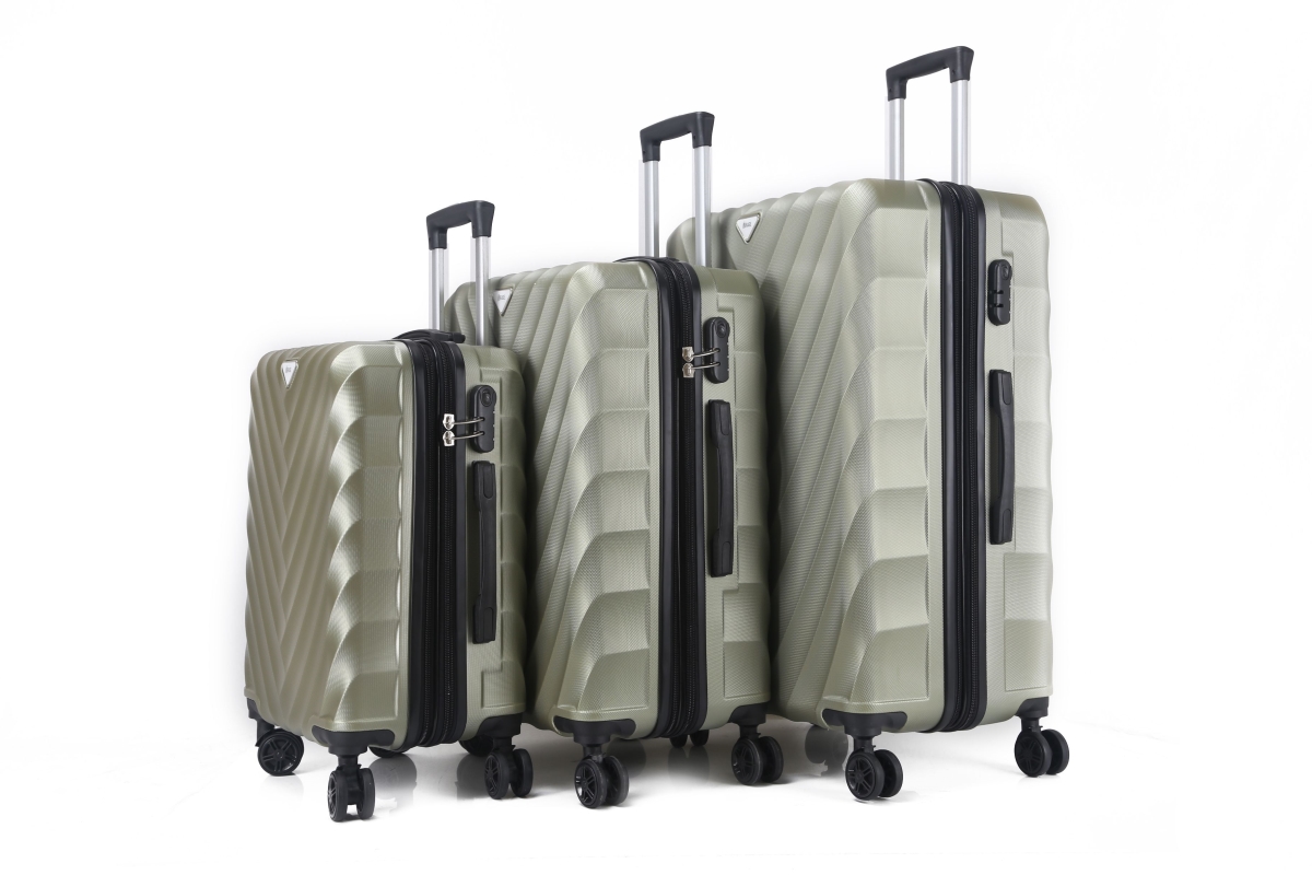 Picture of Mirage Luggage ML-92-OLIVE 28 in.&#44; 24 in. & 20 in. Ryan Expandable Abs Hard Shell Lightweight 360 Dual Spinning Wheels Combo Lock Luggage Set&#44; Olive - 3 Piece