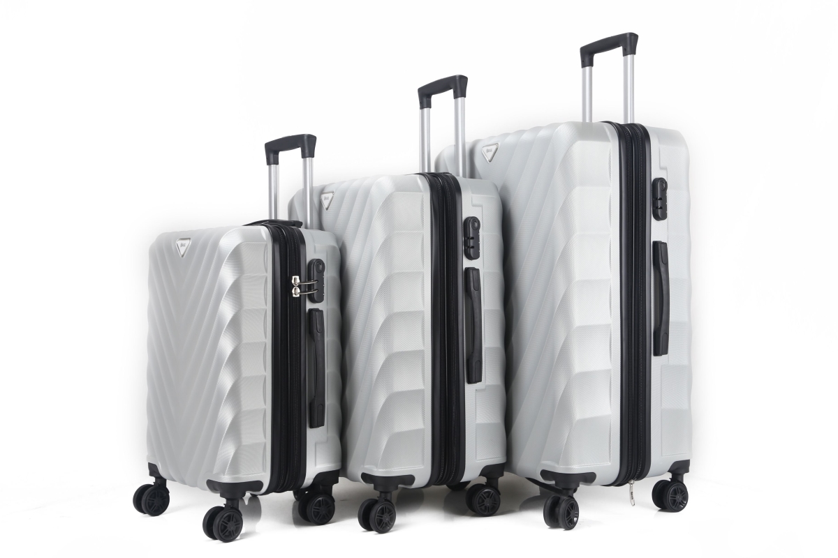 Picture of Mirage Luggage ML-92-SILVER 28 in.&#44; 24 in. & 20 in. Ryan Expandable Abs Hard Shell Lightweight 360 Dual Spinning Wheels Combo Lock Luggage Set&#44; Silver - 3 Piece