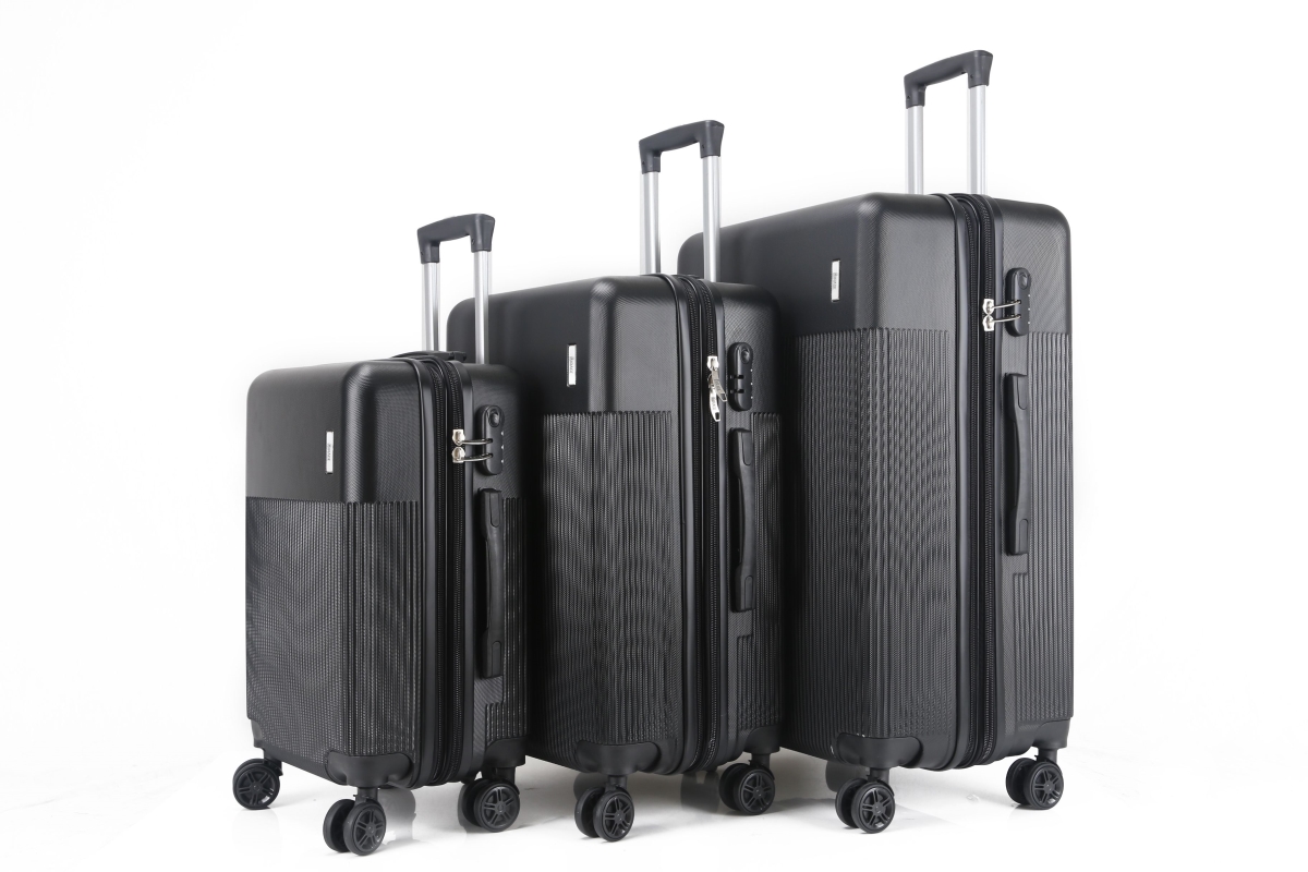 Picture of Mirage Luggage ML-91-BLACK 28 in.&#44; 24 in. & 20 in. Alva Expandable Abs Hard Shell Lightweight 360 Dual Spinning Wheels Combo Lock Luggage Set&#44; Black - 3 Piece