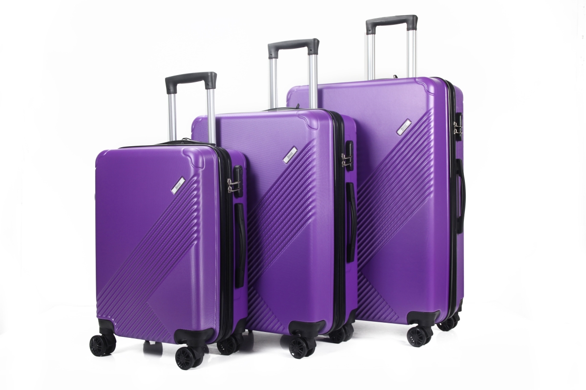 Picture of Mirage Luggage ML-85-PURPLE 28 in.&#44; 24 in. & 20 in. Muse Expandable Abs Hard Shell Lightweight 360 Dual Spinning Wheels Combo Lock Luggage Set&#44; Purple - 3 Piece