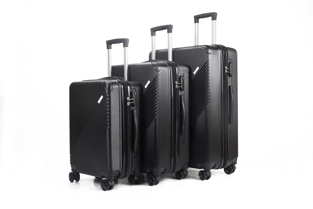 Picture of Mirage Luggage ML-85-BLACK 28 in.&#44; 24 in. & 20 in. Muse Expandable Abs Hard Shell Lightweight 360 Dual Spinning Wheels Combo Lock Luggage Set&#44; Black - 3 Piece