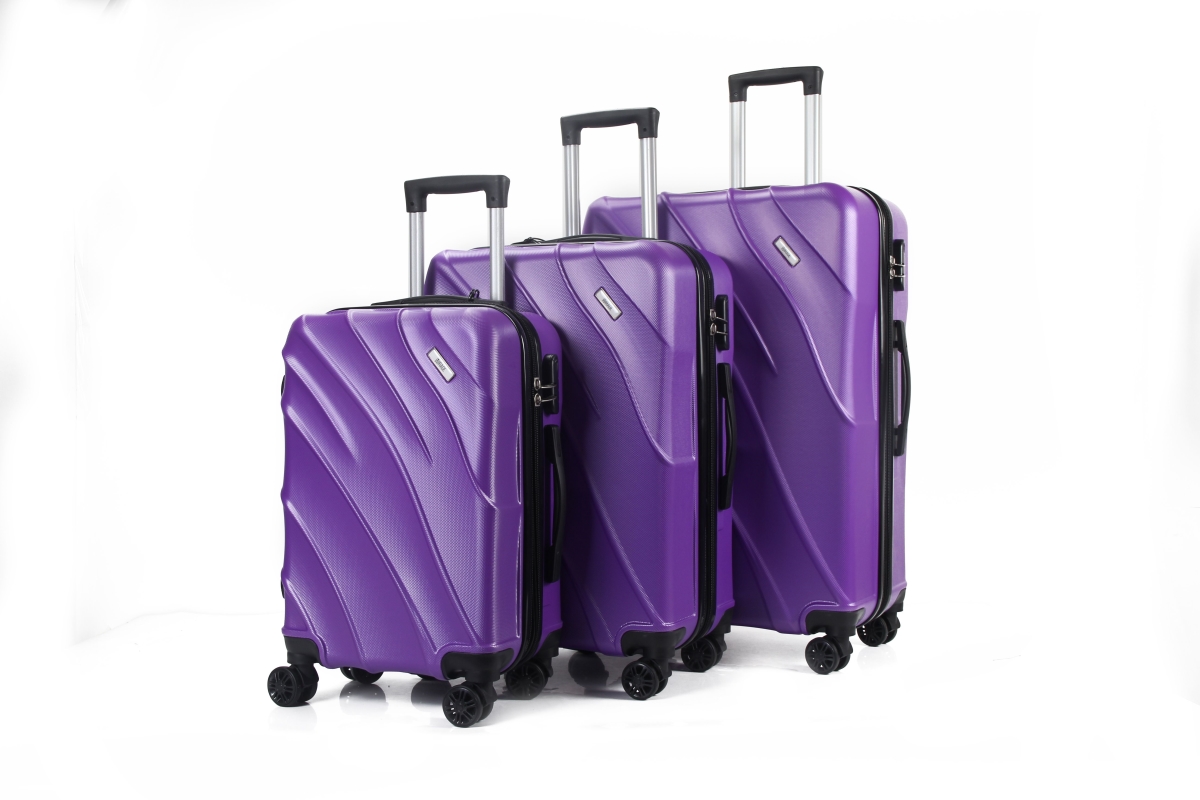 Picture of Mirage Luggage ML-86-PURPLE 28 in.&#44; 24 in. & 20 in. Irene Expandable Abs Hard Shell Lightweight 360 Dual Spinning Wheels Combo Lock Luggage Set&#44; Purple - 3 Piece