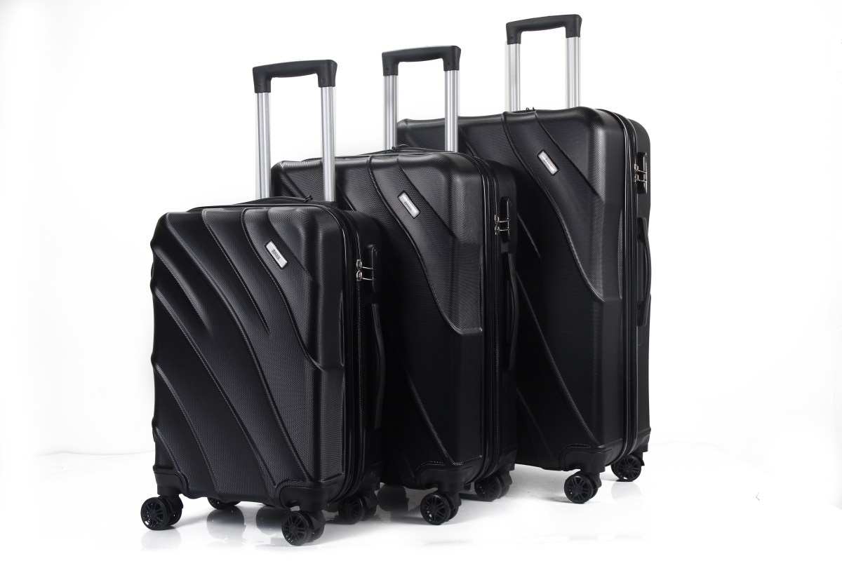Picture of Mirage Luggage ML-86-BLACK 28 in.&#44; 24 in. & 20 in. Irene Expandable Abs Hard Shell Lightweight 360 Dual Spinning Wheels Combo Lock Luggage Set&#44; Black - 3 Piece