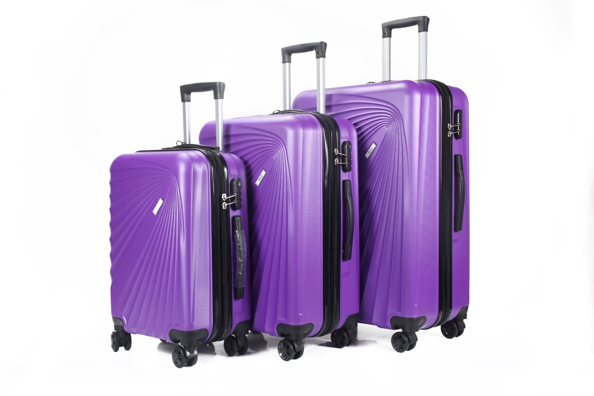 Picture of Mirage Luggage ML-87-PURPLE 28 in.&#44; 24 in. & 20 in. Estela Expandable Abs Hard Shell Lightweight 360 Dual Spinning Wheels Combo Lock Luggage Set&#44; Purple - 3 Piece