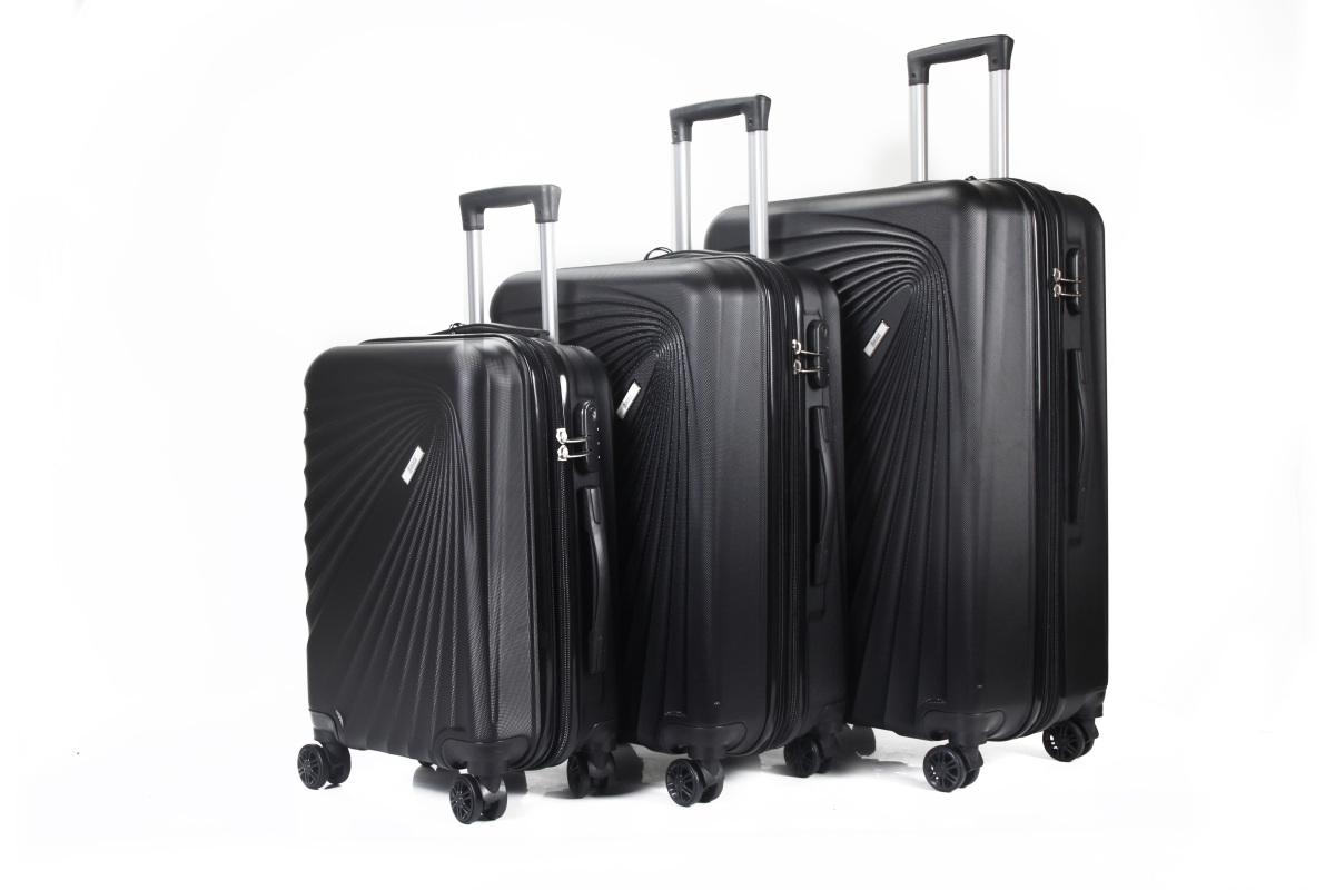 Picture of Mirage Luggage ML-87-BLACK 28 in.&#44; 24 in. & 20 in. Estela Expandable Abs Hard Shell Lightweight 360 Dual Spinning Wheels Combo Lock Luggage Set&#44; Black - 3 Piece
