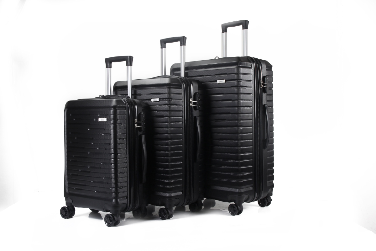 Picture of Mirage Luggage ML-89-BLACK 28 in.&#44; 24 in. & 20 in. Chloe Expandable Abs Hard Shell Lightweight 360 Dual Spinning Wheels Combo Lock Luggage Set&#44; Black - 3 Piece