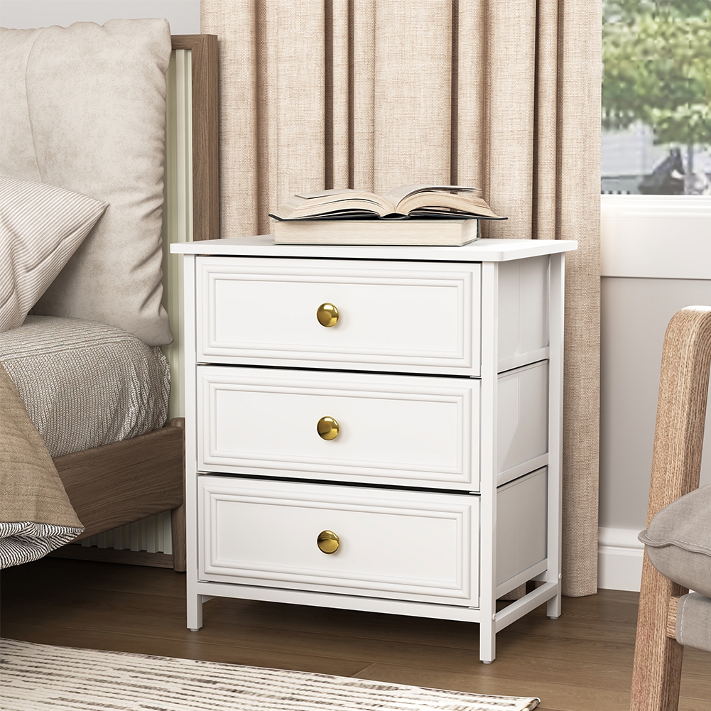 Picture of Liveditor TD-WBWB11326 Modern 2-Piece 3 Drawers Bedside Table Nightstand in White for Bedroom