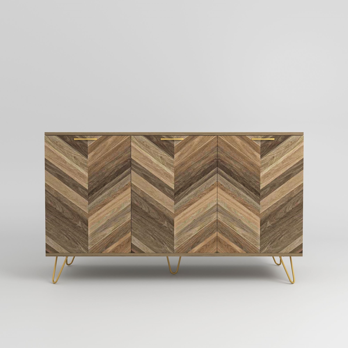 Picture of Liveditor QWE-WBWB10302 Modern Sideboard Buffet&#44; Storage Accent Cabinet with 3 Doors in Brown