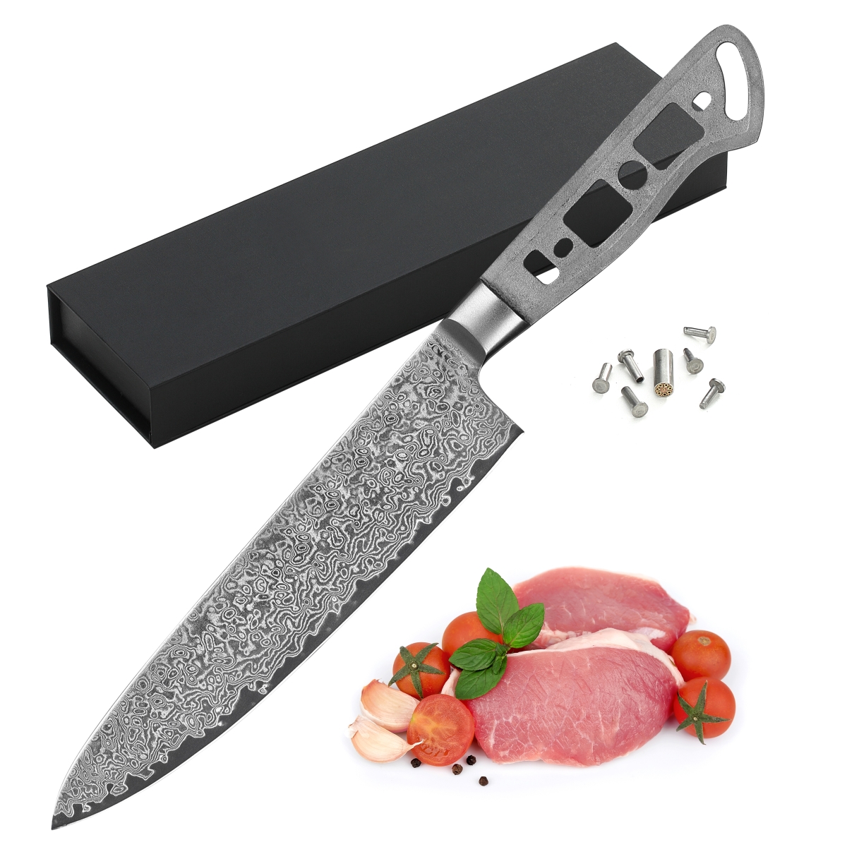 Picture of Katsura Cutlery CKGD10B-no logo 8 in. Japanese Premium AUS 10 67 Layers Damascus Steel Gyuto Chef Knife Blank No Logo Woodworking Project Kit
