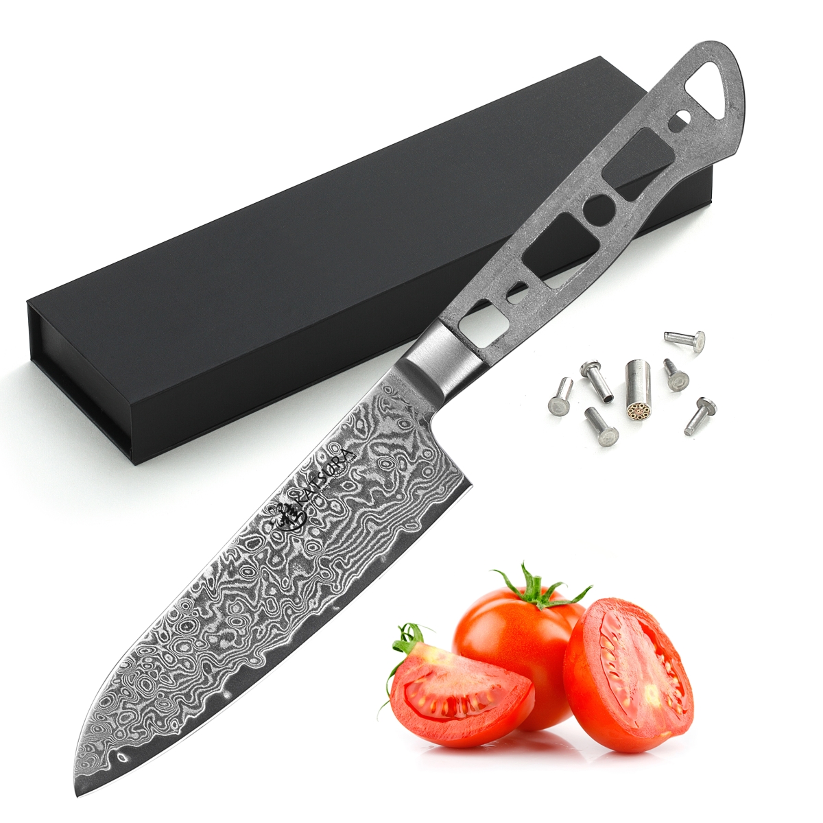 Picture of Katsura Cutlery CKGD7B 5 in. Japanese Premium AUS 10 67 Layers Damascus Steel Small Santoku Knife Blank Woodworking Project Kit