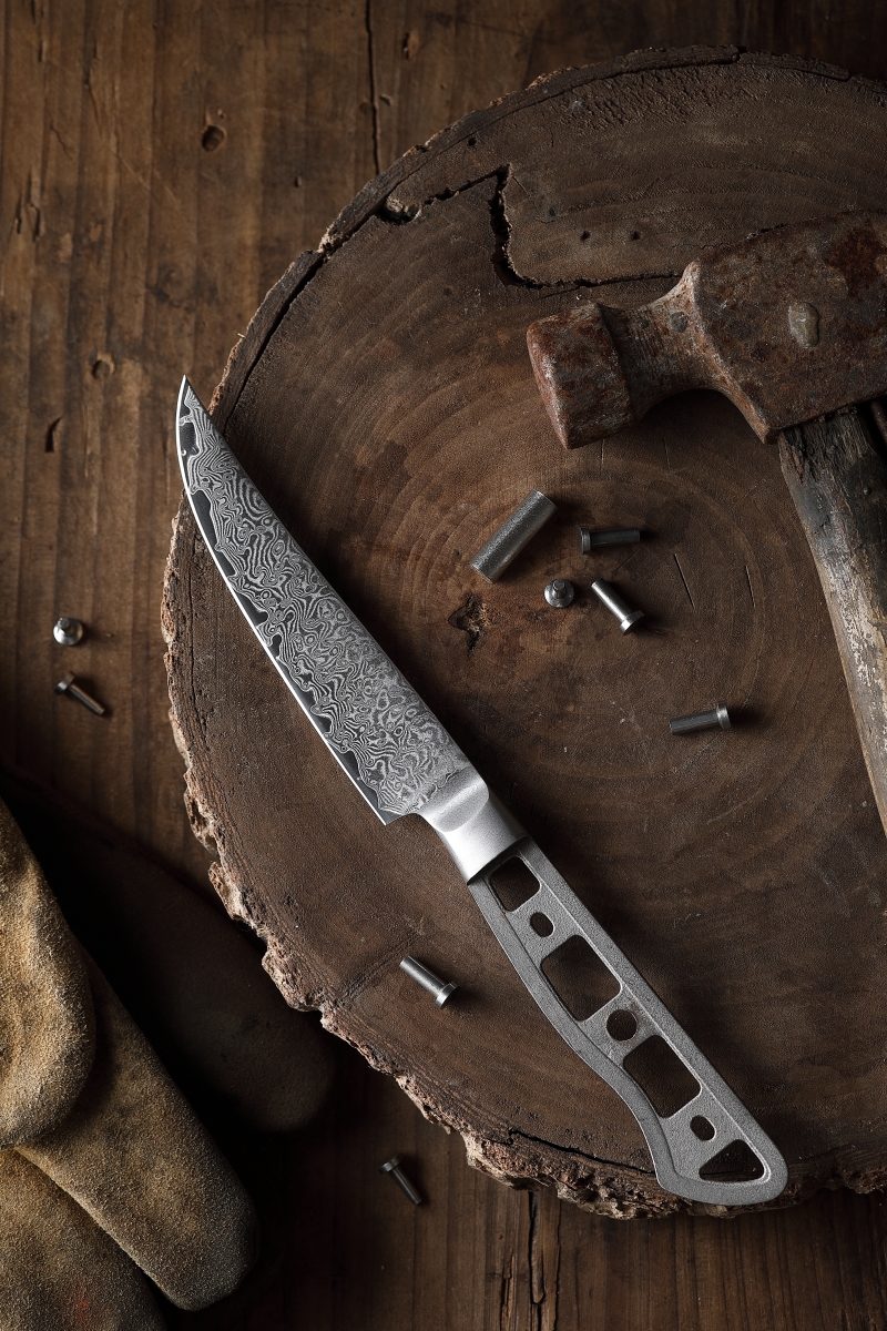 Picture of Katsura Cutlery CKGD15Bset4-no logo 4.5 in. Damascuss Teak Knife Non-Serrated Blade Blank Set, 4 Piece