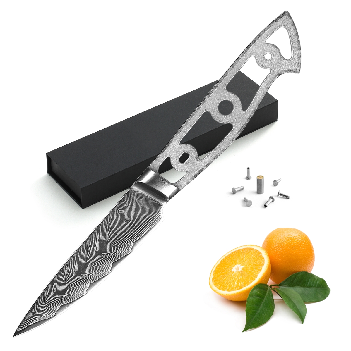 Picture of Katsura Cutlery CKVD9B-no logo 3.75 in. Storm-V Series 25 mm Blade Width Damascus Blank Blade Paring Knife