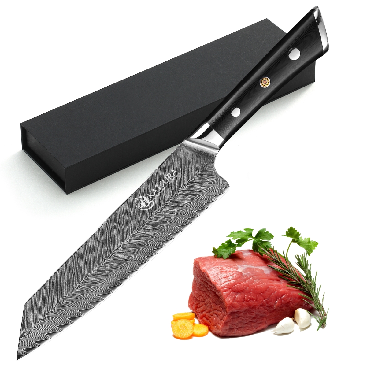 CKTD21G 8 in. Thunder-X Series 50 mm Ultra-Wide Blade Damascus Gyuto Chef Knife -  KATSURA Cutlery