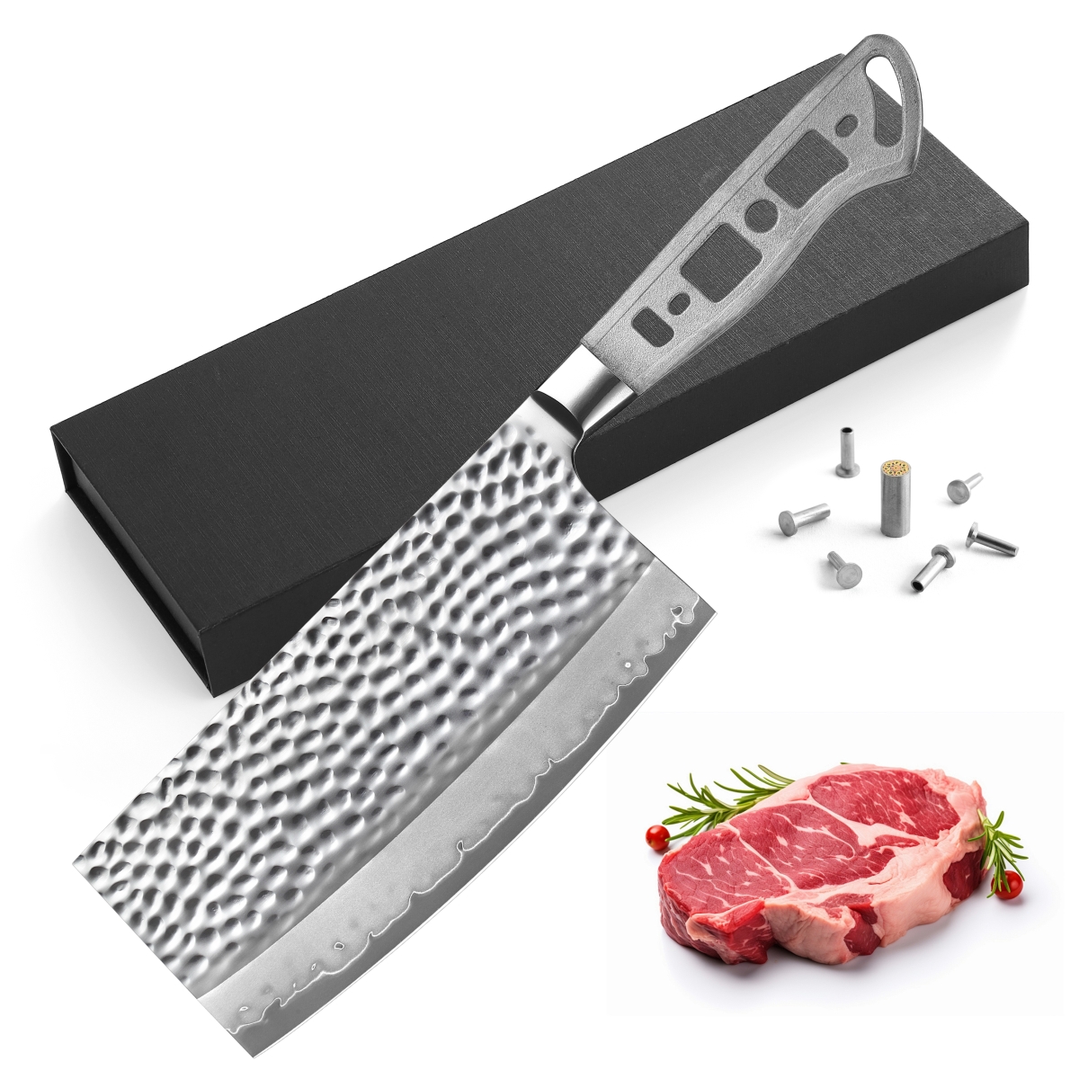 Picture of KATSURA Cutlery CKHCA7B-no logo Katsura Cutlery CKHCA7B-no logo 6.5 in. 3 Layers Forged Chinese Cleaver Blank, Hammered Series