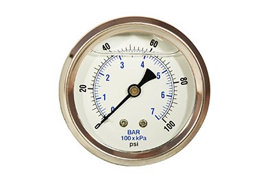 BLPG100-10PK 100 PSI Back Mount Liquid Gauge - Pack of 10